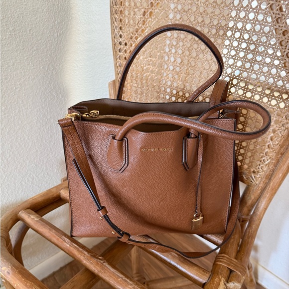 Michael Kors Handbags - Michael Kors Cognac Brown Pebbled Leather Satchel